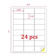 Free sample A4 size 24up laser inkjet printable address shipping labels